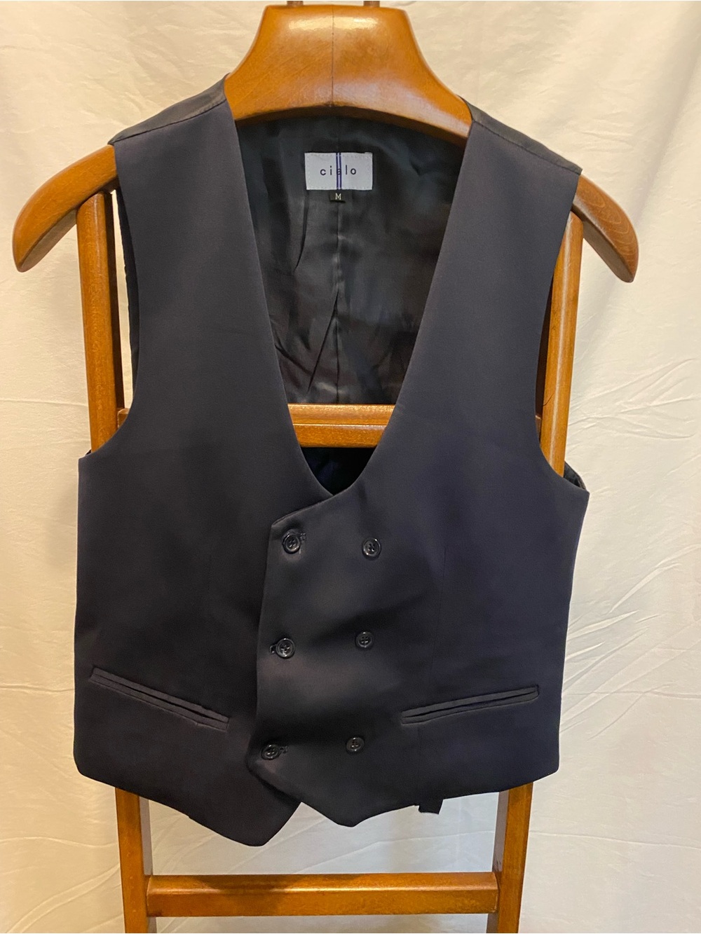 Cielo Black Satin-Lined Jacket Interior with Blue Stripe Label